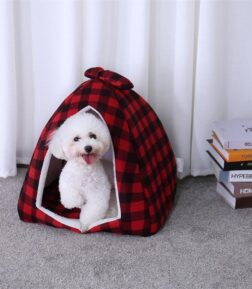 Cozy Plaid Pet Tent Bed