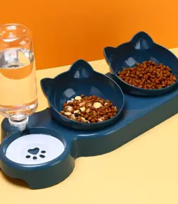 3-in-1 Automatic Cat Feeder & Water Dispenser with Double Bowls
