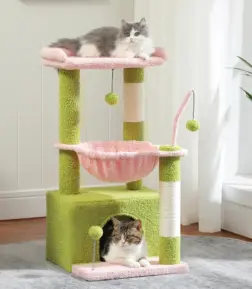 Multi-Level Indoor Cat Tree with Large Condo, Deep Hammock, and Scratching Posts