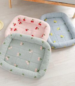 Cozy Velvet Cherry Print Pet Bed