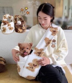 Cozy Bear Fleece Pet Sling Bag