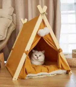Cozy Pine Enclosed Pet Tent for Cats and Small Dogs