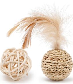Rattan Ball & Feather Bell Ball Set