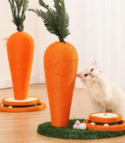 Carrot Sisal Rope Cat Scratching Post with Turntable Toy