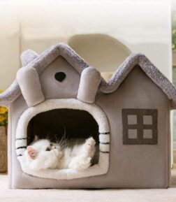 Luxury Double Roof Foldable Indoor Dog & Cat House with Removable Cushion