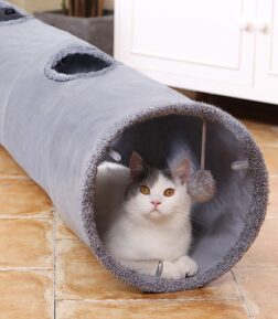 Collapsible Cat Tunnel with Crinkle Suede and Peek Hole – Portable Kitten Play Hideaway