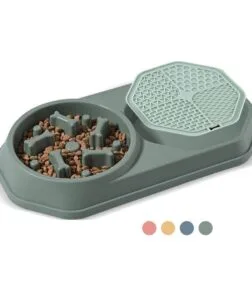 2-in-1 Slow Feeder Dog Bowl and Lick Mat