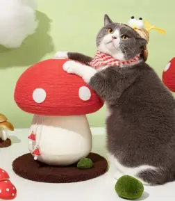 Charming Red Mushroom Cat Scratching Post