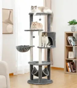Extra Large Cat Tree Tower with Multiple Condos, Scratching Posts, and Perches