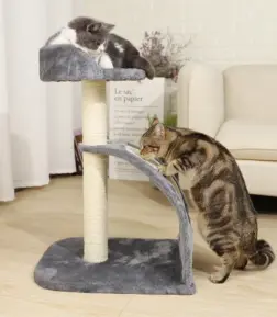 Compact 26-Inch Cat Scratching Post with Plush Perch and Curved Scratching Board