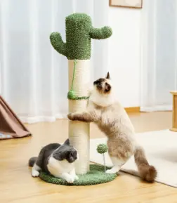 Cactus Cat Tree Scratching Post with Hanging Ball and Sisal Wrapping