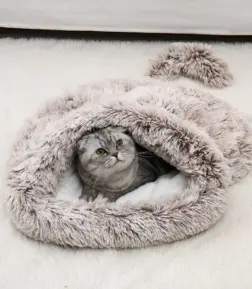 Plush Pet Sleeping Bag - Windproof & Cozy Mattress for Cats and Small Dogs
