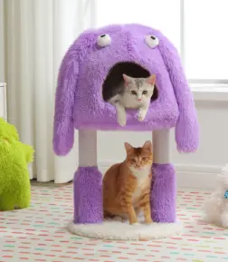 2-in-1 Monster-Themed Cat Tree with Sisal Scratching Posts and Large Condo