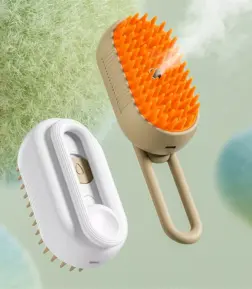 Pet Grooming Comb with Electric Spray and Soft Silicone Brush