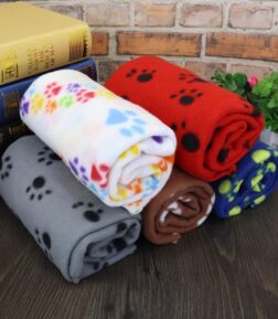 Soft Fleece Paw Print Pet Blanket