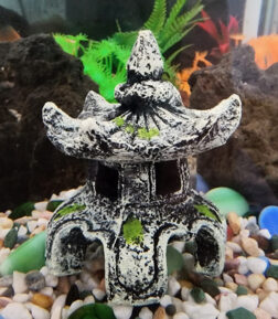 Resin Ancient Pavilion Aquarium Decoration - Rock Cave Building Ornament for Aquatic Landscaping