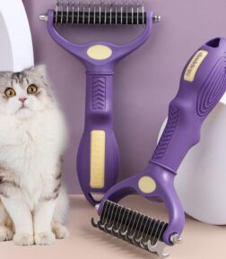 Dog Grooming comb Pet Deshedding Brush - Double-Sided Undercoat Rake for Dog Cat