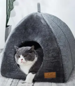 Warm and Cozy Semi-Enclosed Cat Bed for Small to Medium Pets